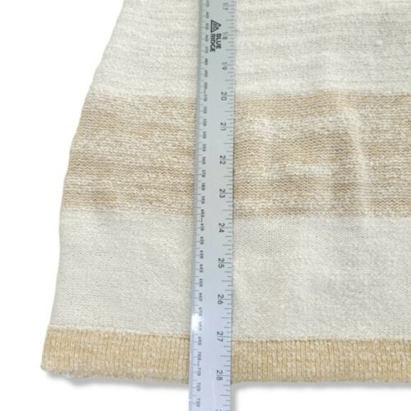 CALVIN KLEIN Sweater size Medium Brown beige Stripes Sheer Back insert - Picture 4 of 11
